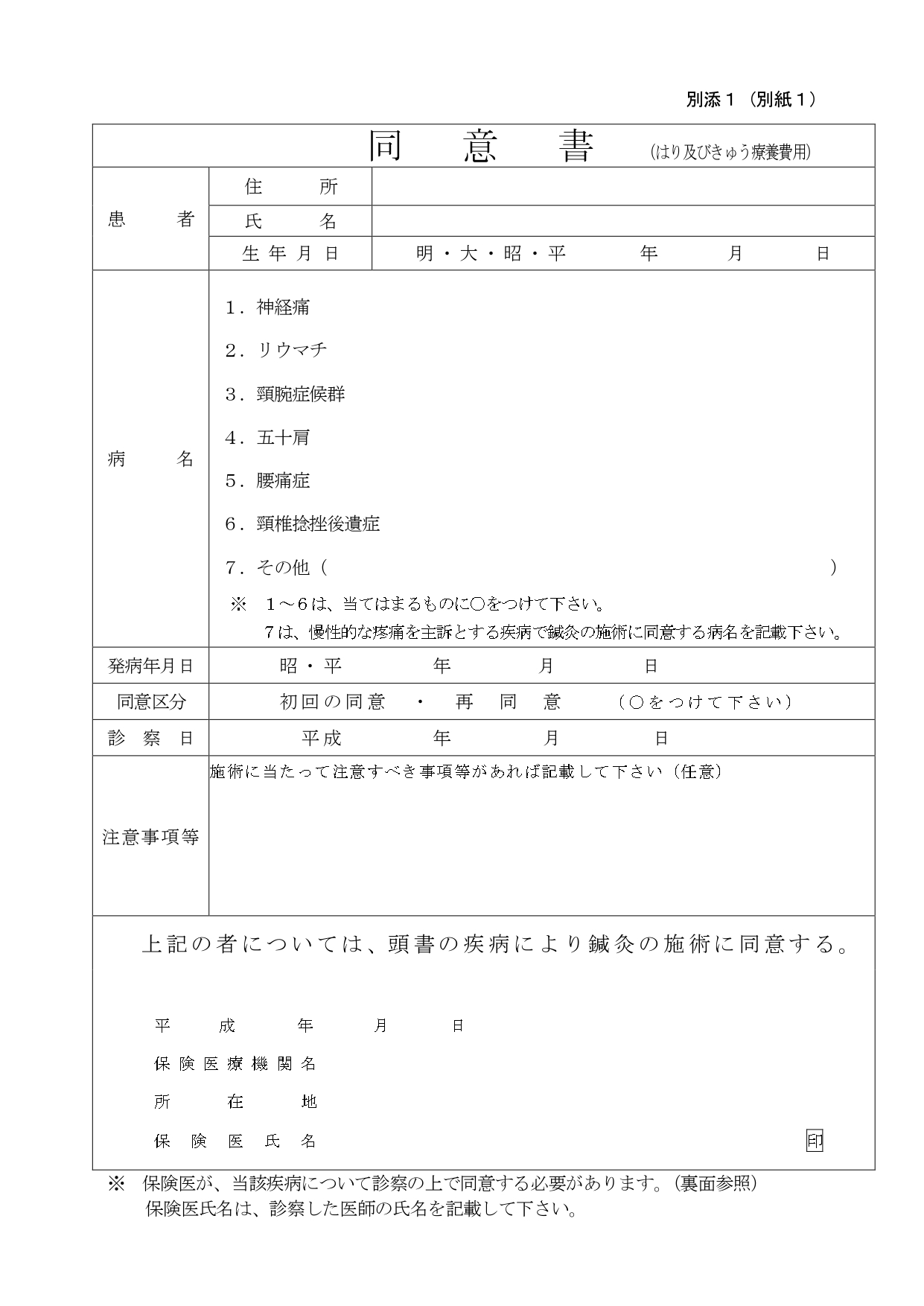 【医師の同意書】訪問鍼灸マッサージにおける基本と同意書の様式